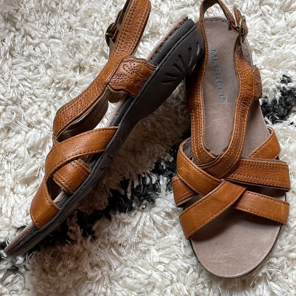 Tan Merrell sandals
